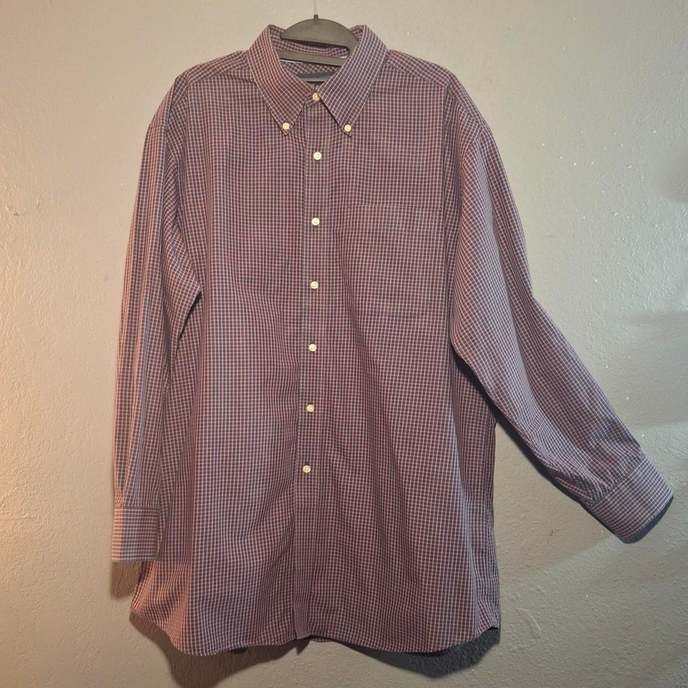 Tommy Hilfiger purple, red and white checkered long sleeve button-up